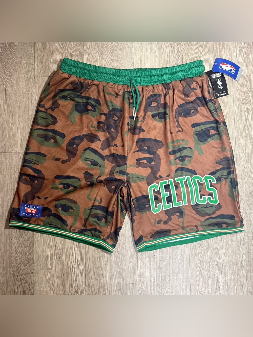 New NBA & KidSuper Studios Fanatics Brown Boston Celtics Hometown Shorts S-3XL